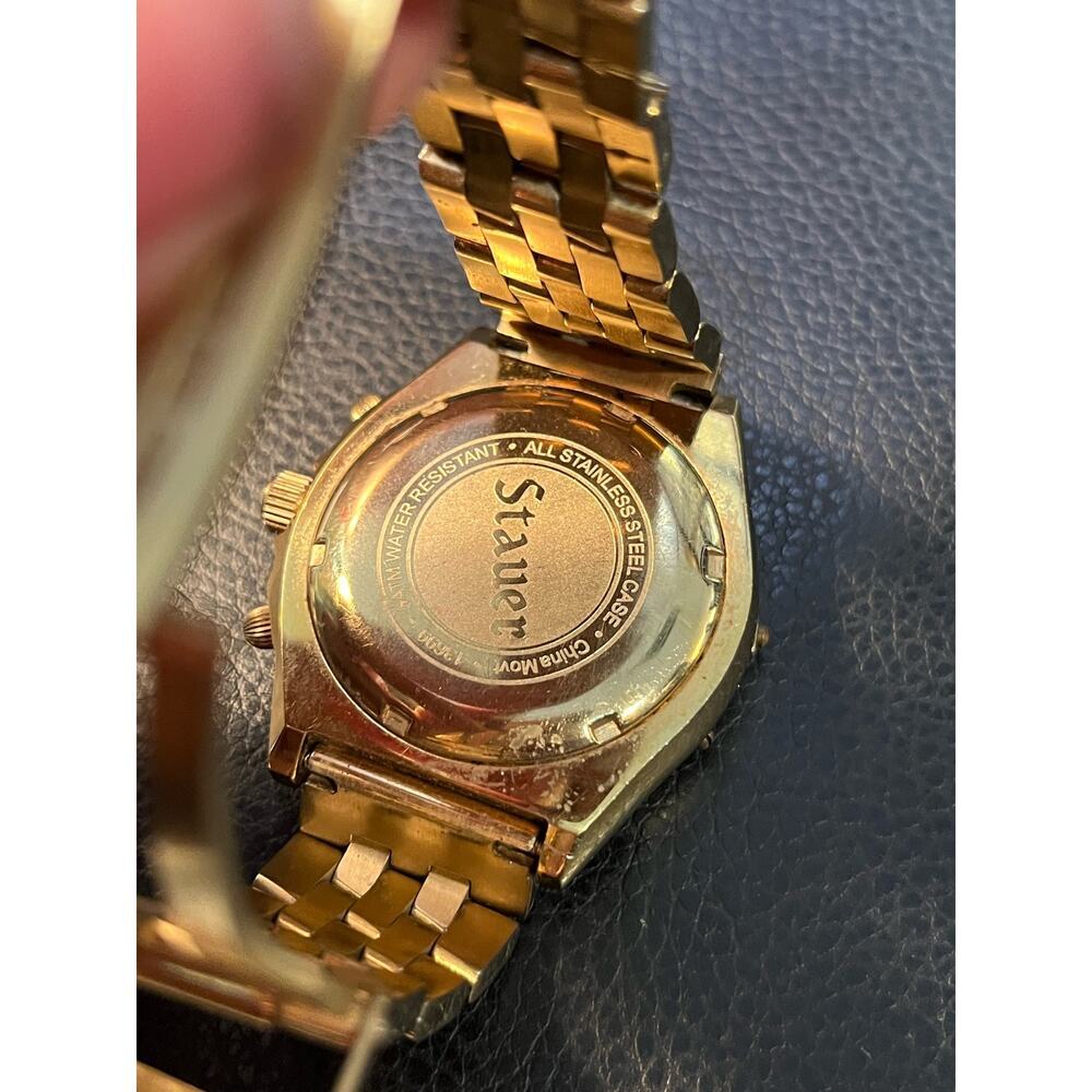Vintage Stauer Calendar Gold Toned Wristwatch - Picture 3 of 4